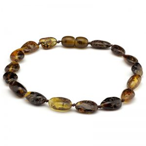 Pulseira de âmbar adulto curativo olive green polido - 19 cm