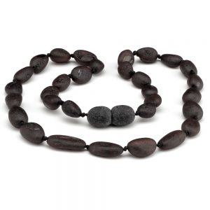 Colar de âmbar criança olive cherry rústico - 38 cm