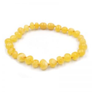 Pulseira de âmbar adulto barroco manteiga polido - 19 cm