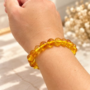 Pulseira de âmbar adulto barroco mel polido sem fecho - 18 cm