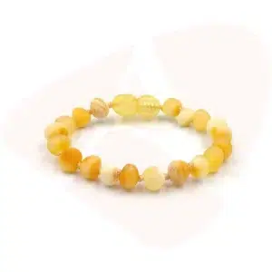 Pulseira / tornozeleira de âmbar bebê barroco manteiga rústico - 14 cm