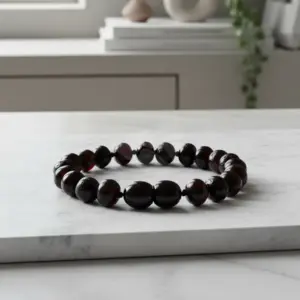Pulseira de âmbar adulto barroco cherry polido