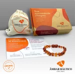 Pulseira de âmbar adulto barroco cognac polido