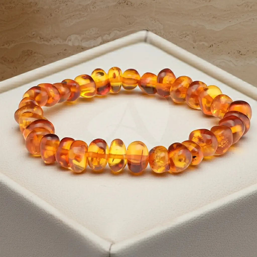 Pulseira de âmbar báltico adulto polido sem fecho - Âmbar Báltico Original