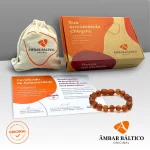 Pulseira de âmbar adulto barroco cognac rústico