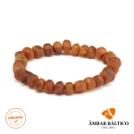 Pulseira de âmbar adulto barroco cognac rústico sem fecho - 19 cm