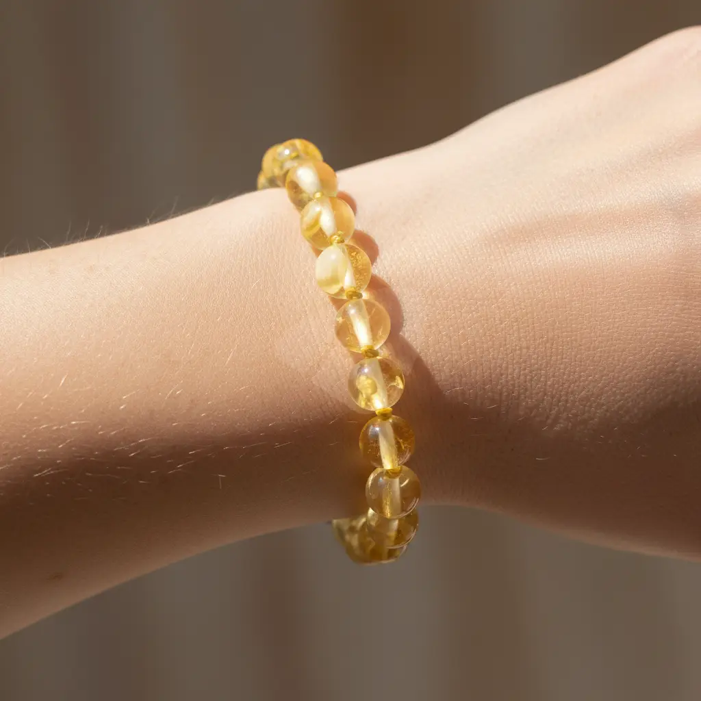 Pulseira de âmbar adulto barroco limão polido - Imagem 2