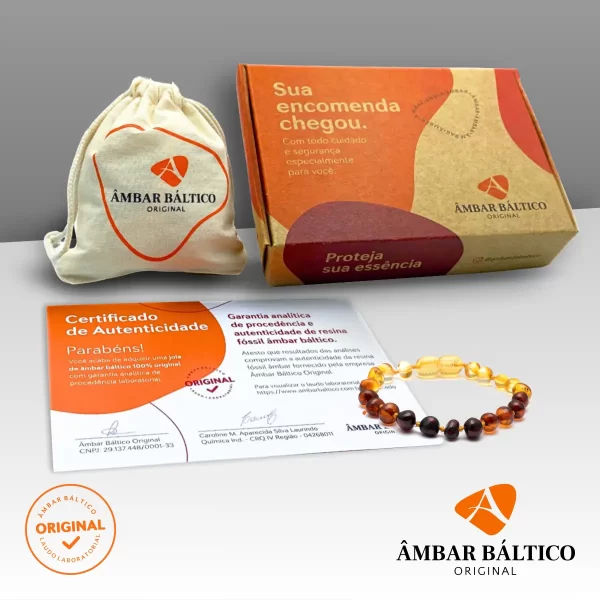 Pulseira de âmbar adulto barroco rainbow polido