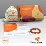 Pulseira / tornozeleira de âmbar bebê barroco cognac rústico - 14 cm