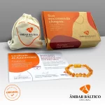 Pulseira / tornozeleira de âmbar bebê barroco mel rústico - 14 cm