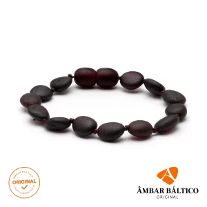 Pulseira / tornozeleira de âmbar bebê olive cherry rústico - 14 cm