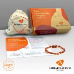 Pulseira / tornozeleira de âmbar bebê olive cognac polido - 14 cm