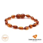 Pulseira / tornozeleira de âmbar bebê olive cognac polido - 14 cm