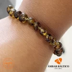 Pulseira / tornozeleira de âmbar criança barroco curativo escuro green polido - 16 cm