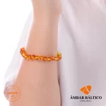Pulseira / tornozeleira de âmbar criança barroco mel polido - 16 cm