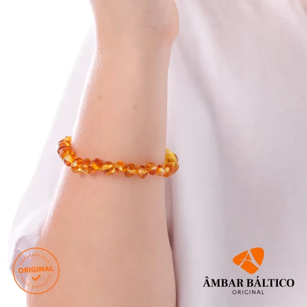 Pulseira / tornozeleira de âmbar criança barroco mel polido - 16 cm