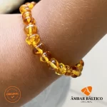 Pulseira / tornozeleira de âmbar criança barroco mel polido - 16 cm