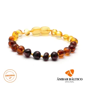 Pulseira / tornozeleira de âmbar criança barroco rainbow polido - 16 cm