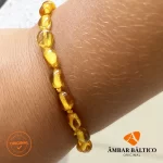 Pulseira / tornozeleira de âmbar criança olive mel polido - 16 cm