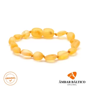 Pulseira / tornozeleira de âmbar criança olive mel rústico - 16 cm