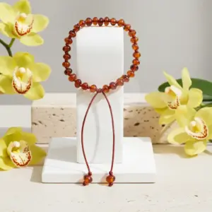 Mini shambala de âmbar adulto cognac polido ajustável - Âmbar Báltico Original