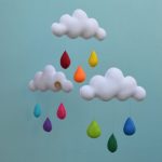 Móbile nuvens com gotinhas colorias