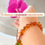 Pulseira shambala de âmbar adulto cognac polido ajustável