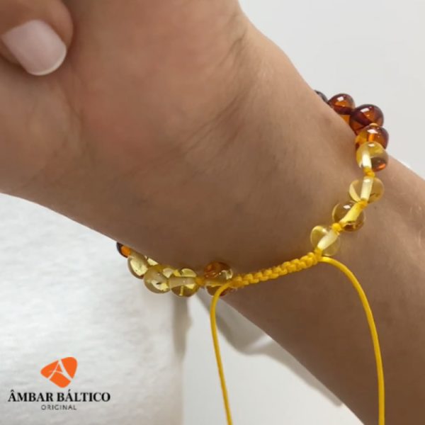 Pulseira shambala de âmbar adulto rainbow polido ajustável - Imagem 2