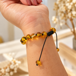 Pulseira shambala de âmbar adulto green claro polido ajustável
