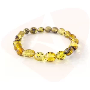 Pulseira de âmbar adulto olive green polido - 18 cm