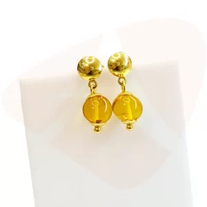 Brinco de Âmbar Mary Ouro 18K