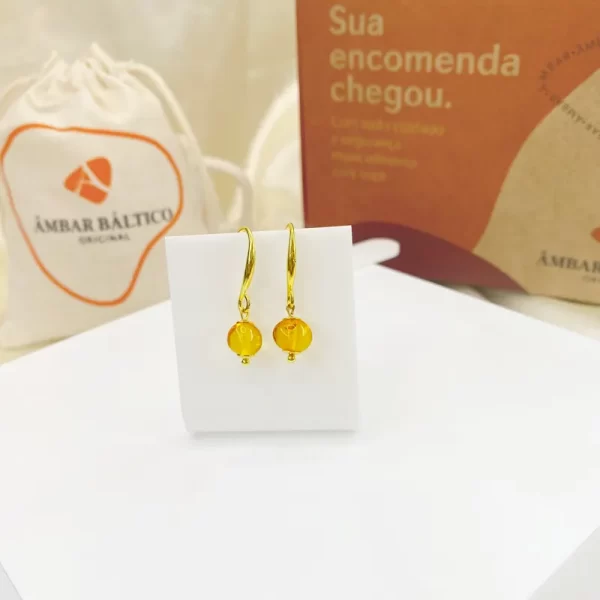 Brinco de Âmbar Yasmin Ouro 18K - Imagem 3