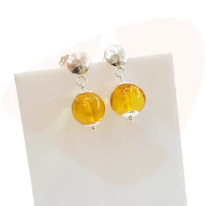 Brinco de Âmbar Mary em Prata 925
