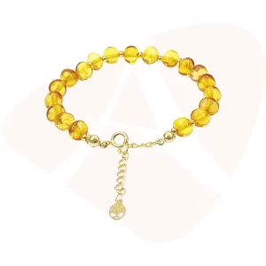 Pulseira de Âmbar Bia Ouro 18K