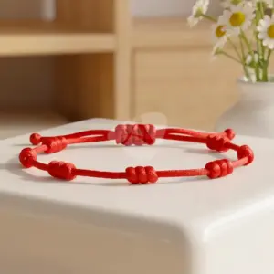 Pulseira 7 nós de proteção vermelha