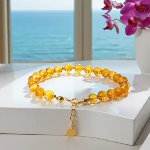 Pulseira de Âmbar Bia Ouro 18K - Âmbar Báltico Original
