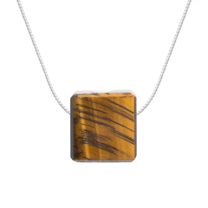 Colar difusor pessoal aromático minimalista Olho de Tigre-Prata 925