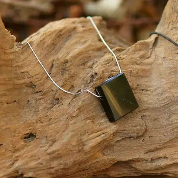 Colar difusor pessoal aromático Minimalista Obsidiana-Prata 925 - Imagem 2