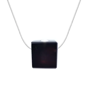 Colar difusor pessoal aromático Minimalista Obsidiana-Prata 925