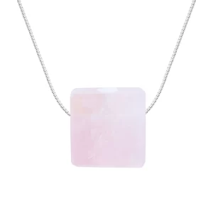 Colar difusor pessoal aromático Minimalista Quartzo Rosa - Prata 925