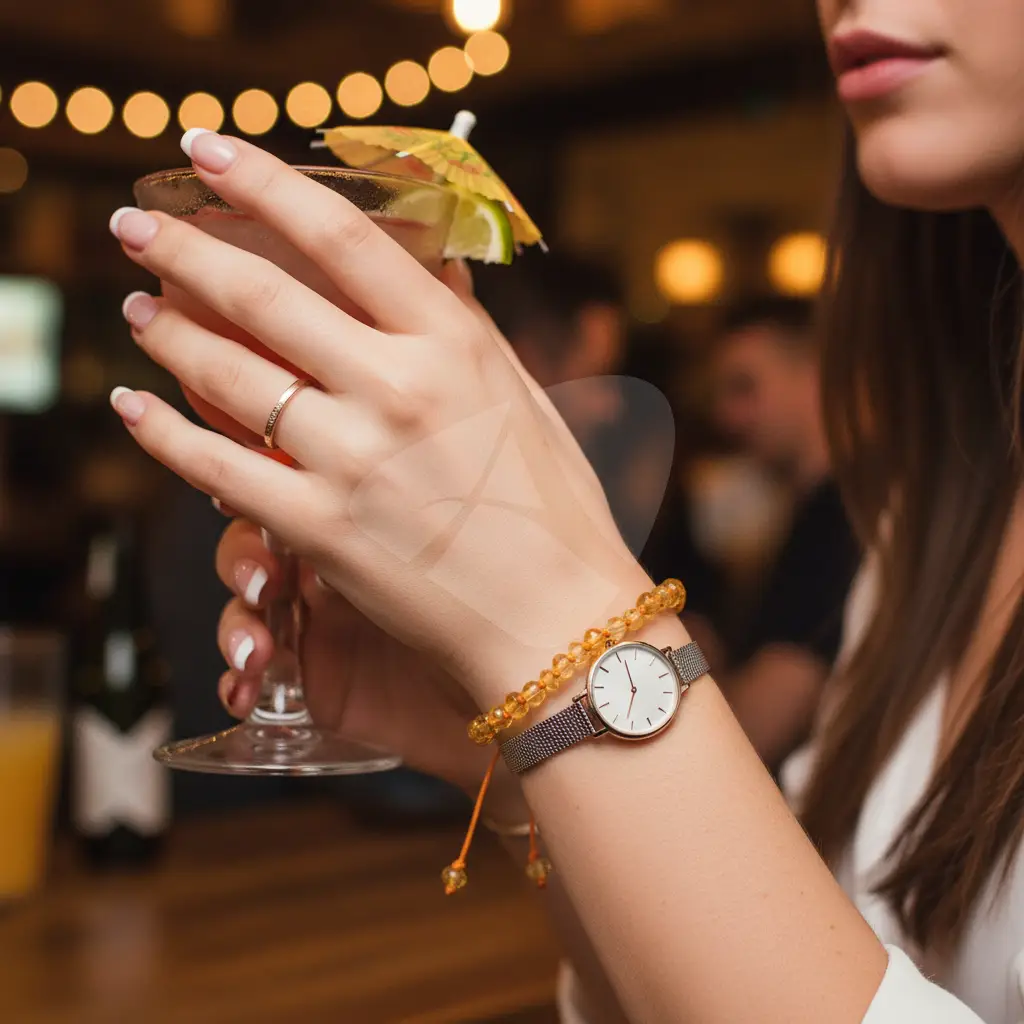 Pulseira shambala de âmbar adulto mel polido ajustável - Âmbar
