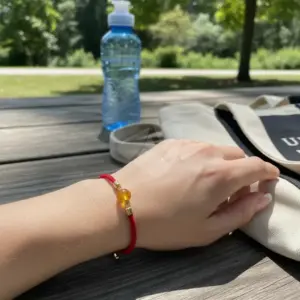 Pulseira de Âmbar Báltico Vermelha Natural Ajustável 14 a 19 cm | Laranja