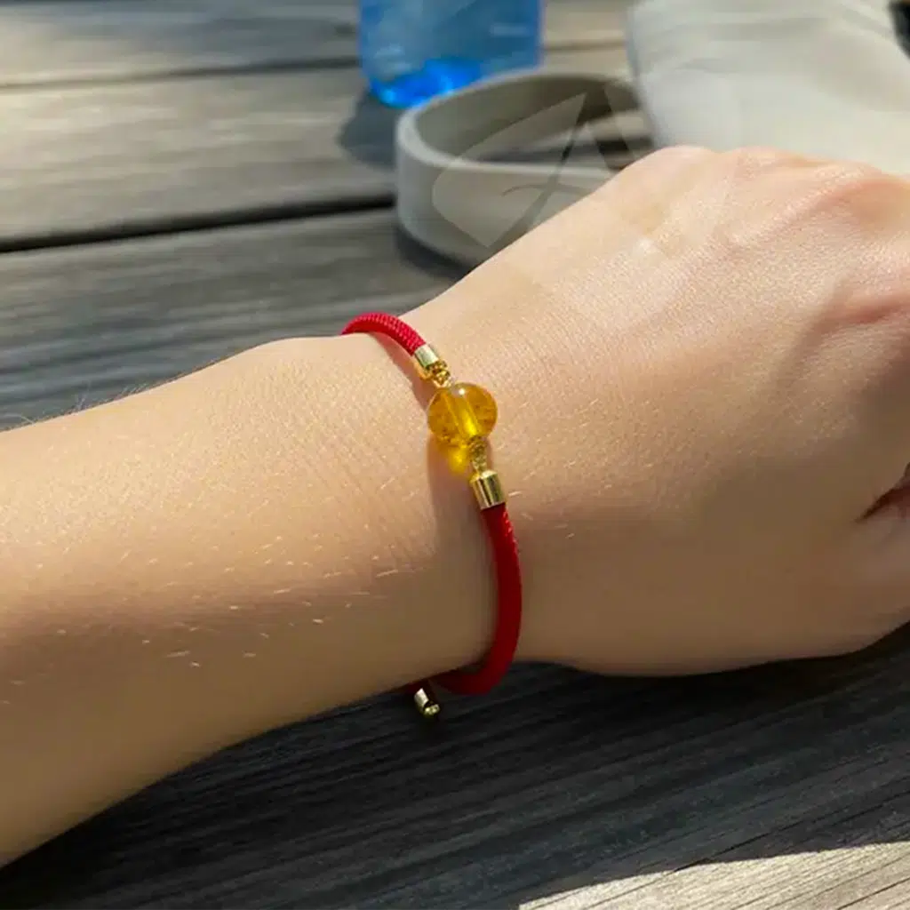 Pulseira Amuleto de Âmbar Báltico Natural com Cordão Ajustável