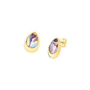 Brinco Gota Facetada Folheado a Ouro com Concha Abalone - brinco com concha abalone