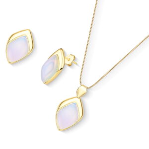Conjunto Folha Folheado a Ouro com Opalina - conjunto com opalina