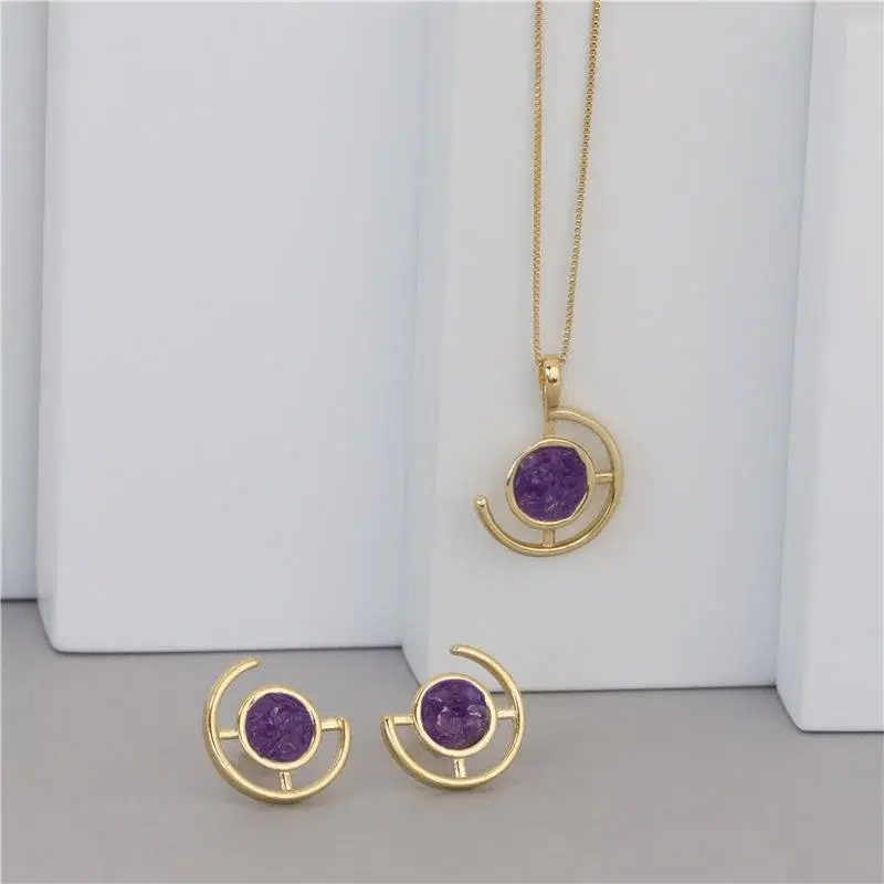 Conjunto Coleção Fragmentos com Ametista Bruta