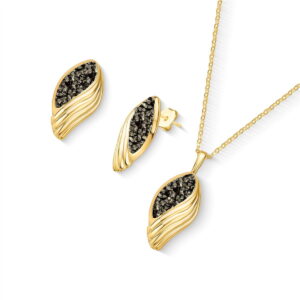 Conjunto Folha Florir Folheado a Ouro com Pirita