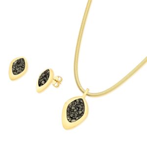 Conjunto Fragmentos Gota Folheado a Ouro com Pirita - conjunto com pirita