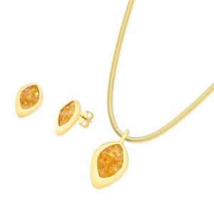 Conjunto Fragmentos Gota Folheado a Ouro com Citrino - conjunto com citrino