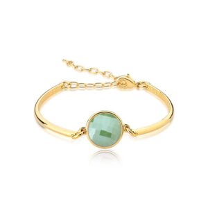 Pulseira Facetada Perolada Folheado a Ouro com Quartzo Verde Perolado - pulseira com quartzo verde perolado